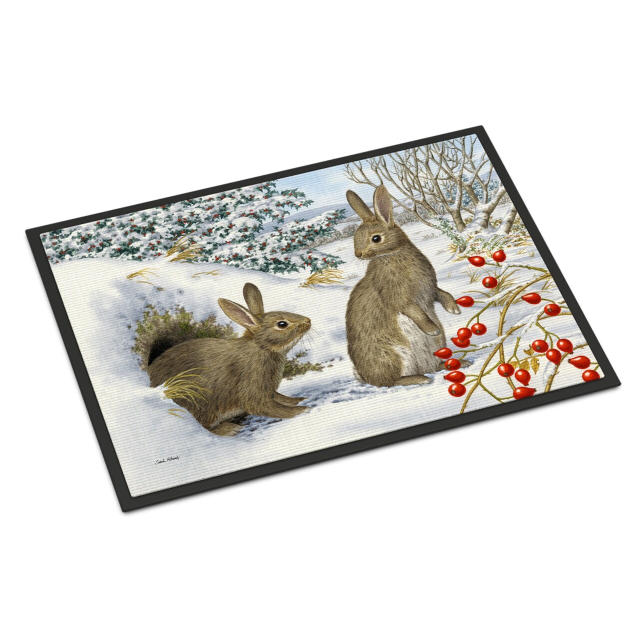 Caroline's Treasures ASA2181MAT Winter Rabbits Door Mat, Indoor Rug or  Outdoor Welcome Mat 18x27 Doormat , 27L x 18W